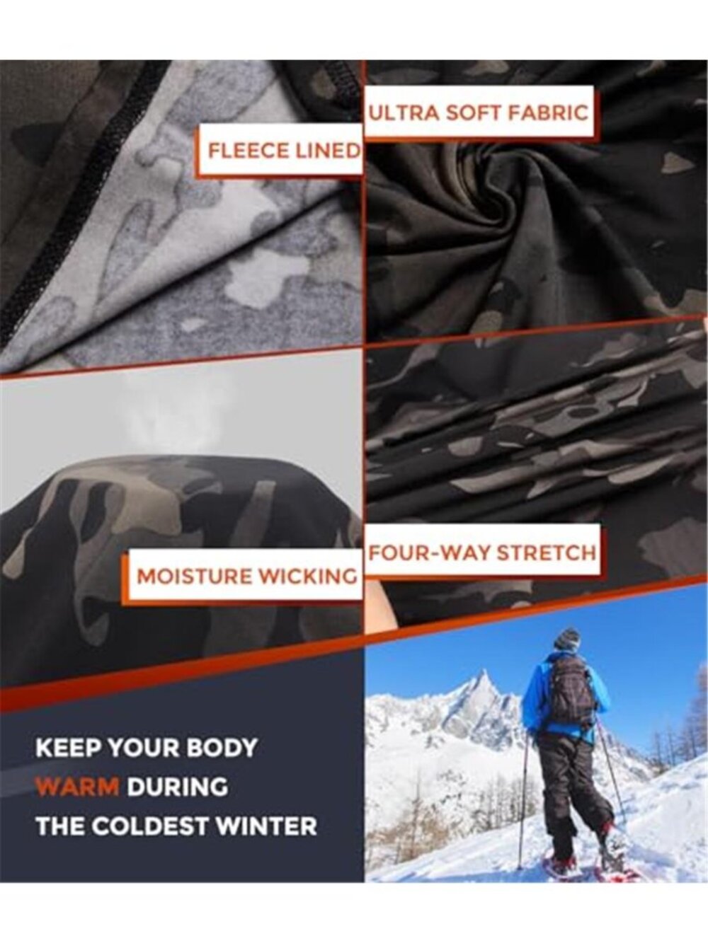 Men's Thermal Underwear Long Johns Set Cold Weather Hunting Base Layer - Picture 5 of 6